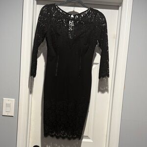 Aidan Mattox Black Lace Long Sleeve Dress